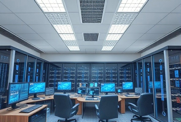 Datacenter control room med KVM switches